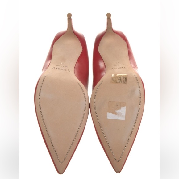 Theory Demeura Napa leather Red Stiletto Heels Pointed Toe - Picture 4 of 11